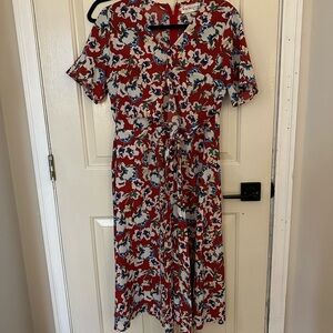 Floral Red Midi Dress